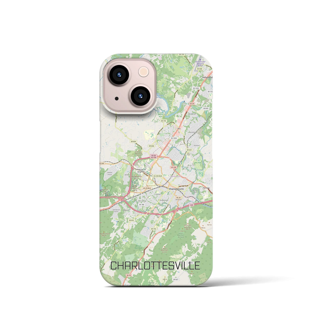 【シャーロッツビル（アメリカ）】地図柄iPhoneケース（バックカバータイプ）