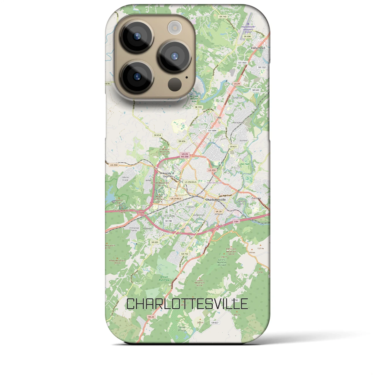 【シャーロッツビル（アメリカ）】地図柄iPhoneケース（バックカバータイプ）