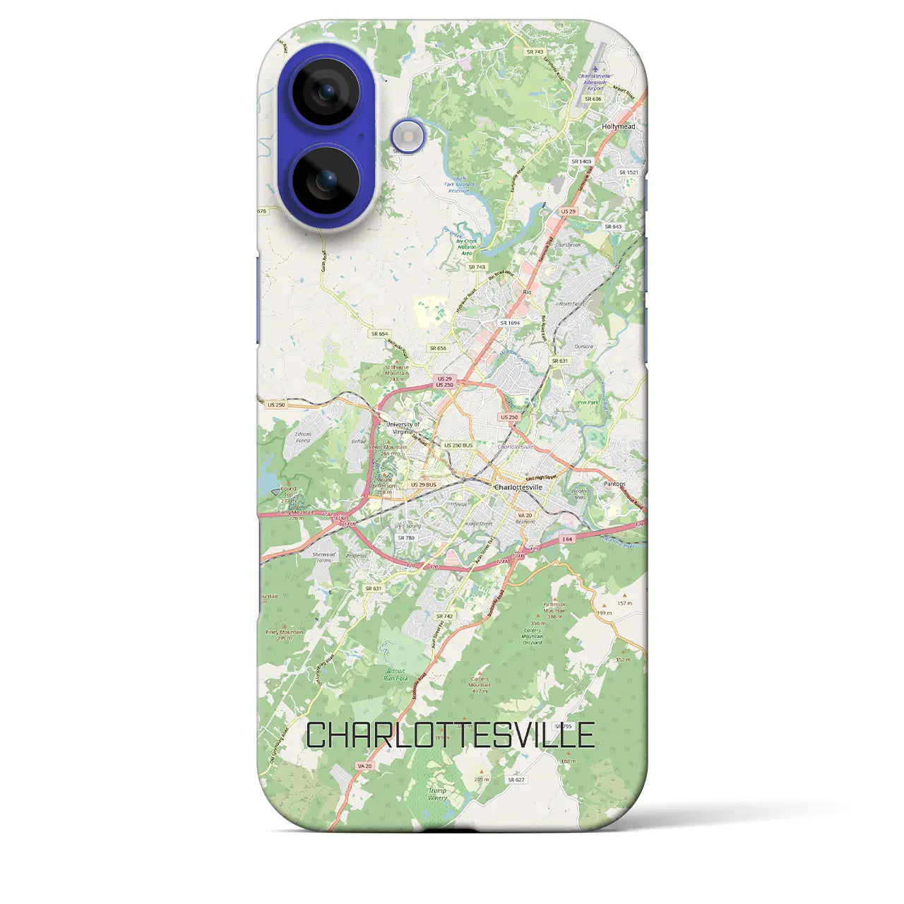 【シャーロッツビル（アメリカ）】地図柄iPhoneケース（バックカバータイプ）