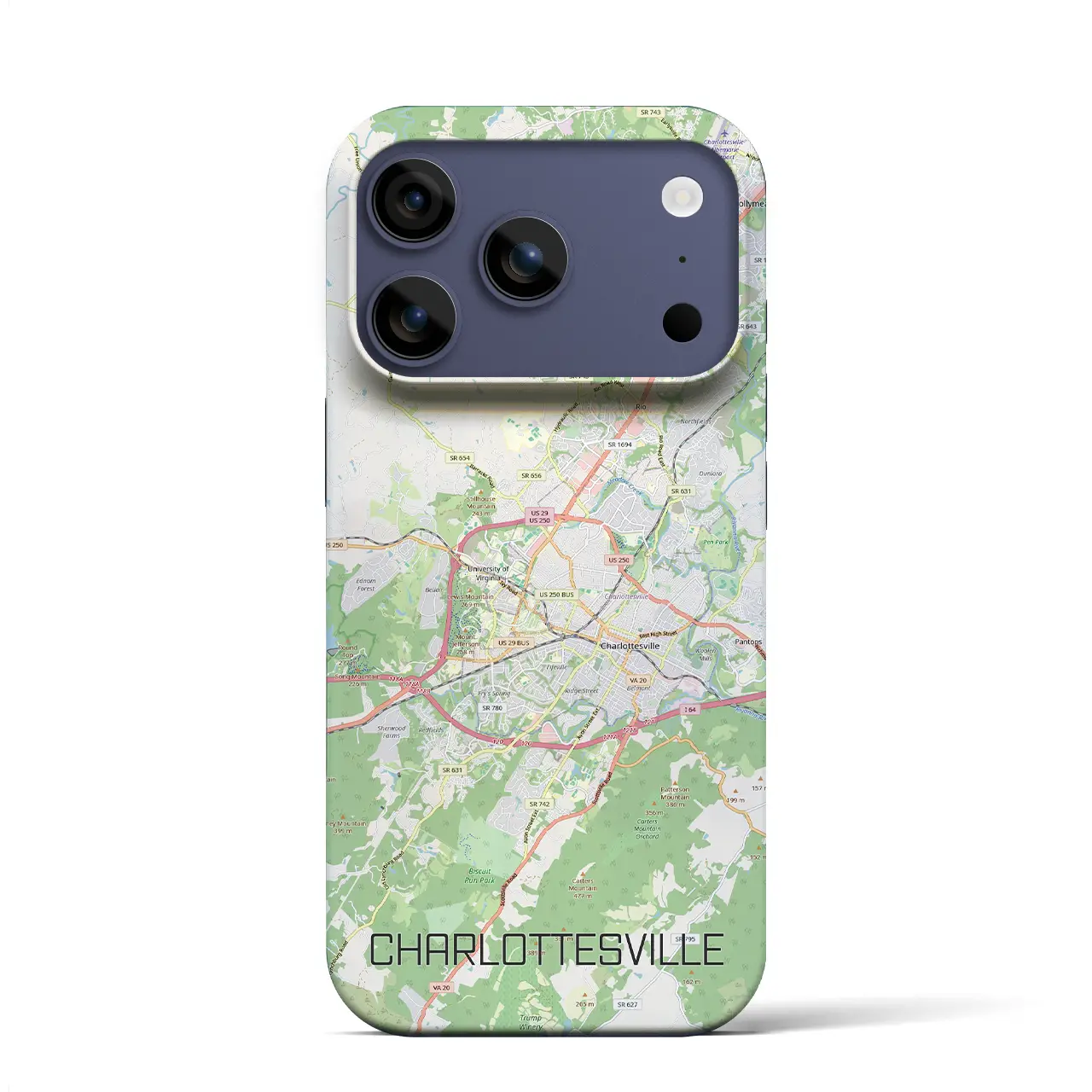 【シャーロッツビル（アメリカ）】地図柄iPhoneケース（バックカバータイプ）