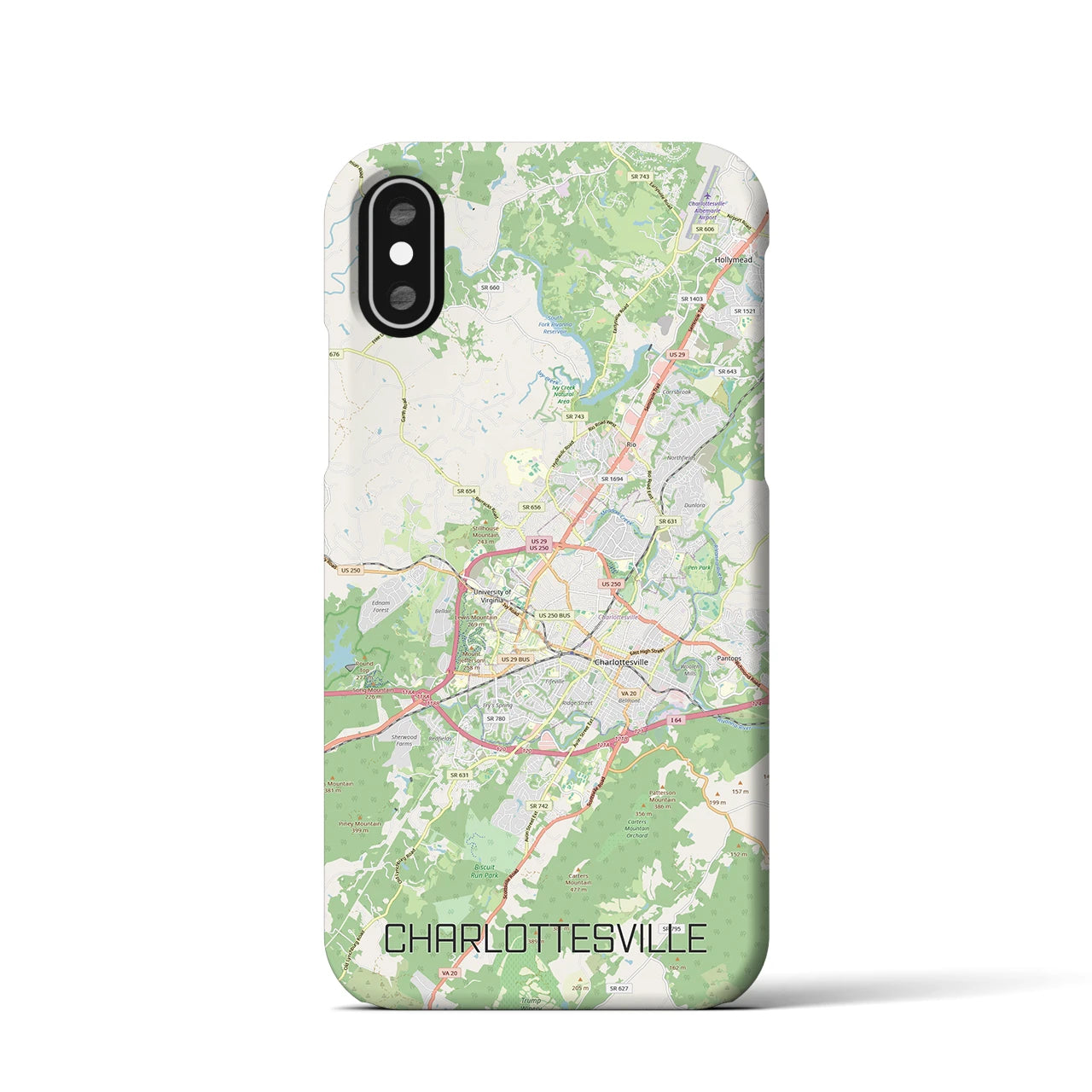 【シャーロッツビル（アメリカ）】地図柄iPhoneケース（バックカバータイプ）