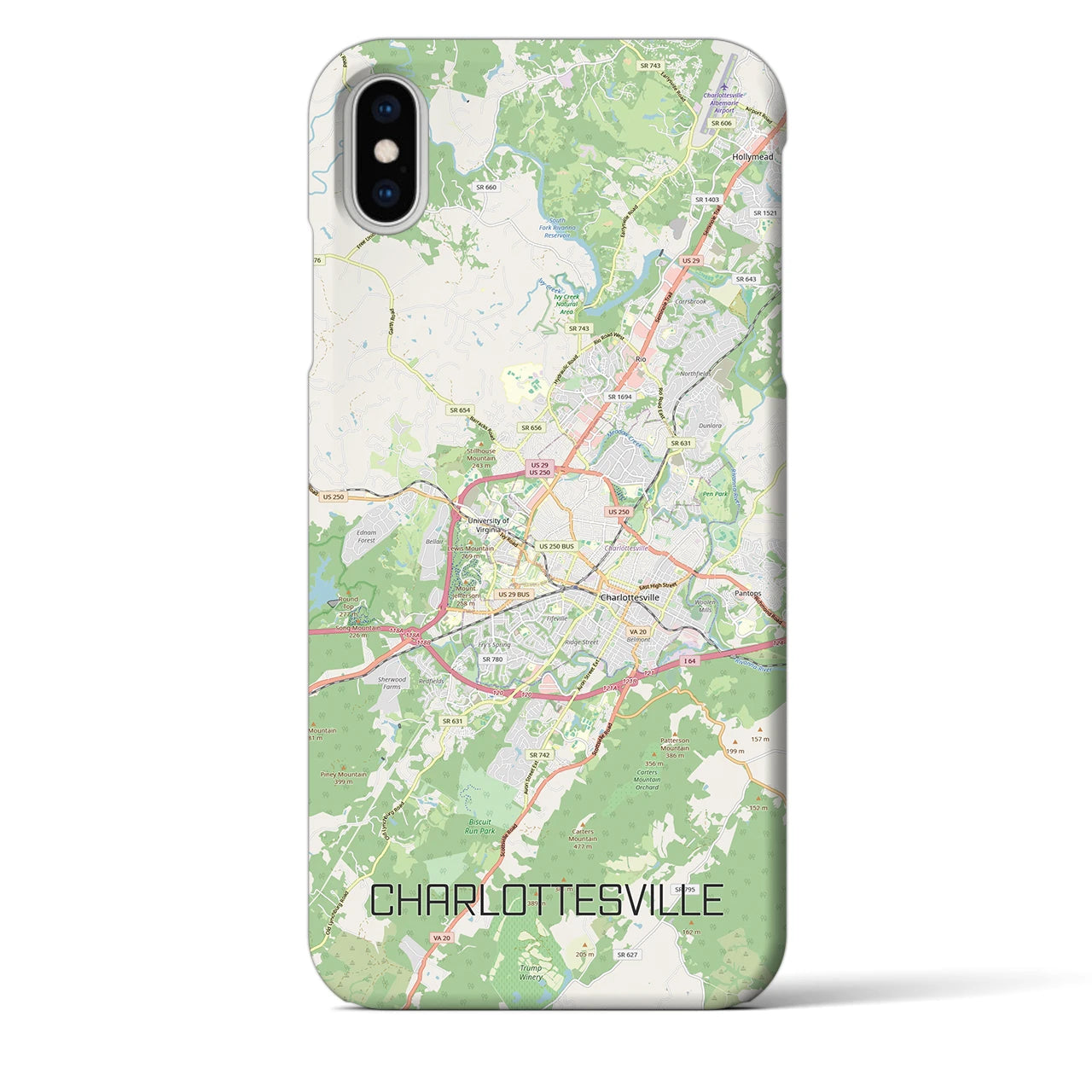 【シャーロッツビル（アメリカ）】地図柄iPhoneケース（バックカバータイプ）