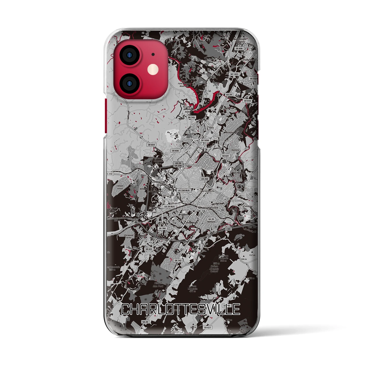 【シャーロッツビル（アメリカ）】地図柄iPhoneケース（クリアタイプ）