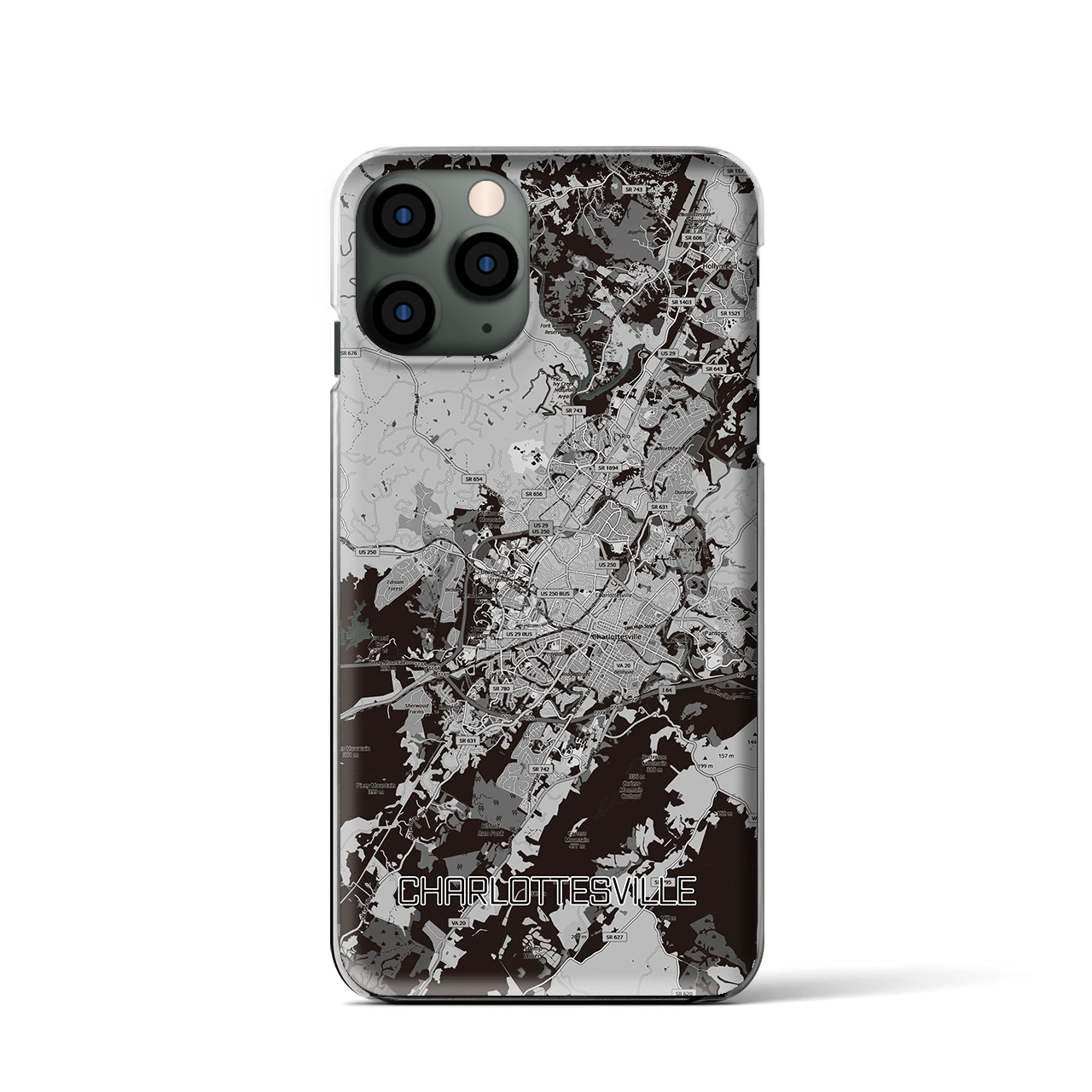 【シャーロッツビル（アメリカ）】地図柄iPhoneケース（クリアタイプ）