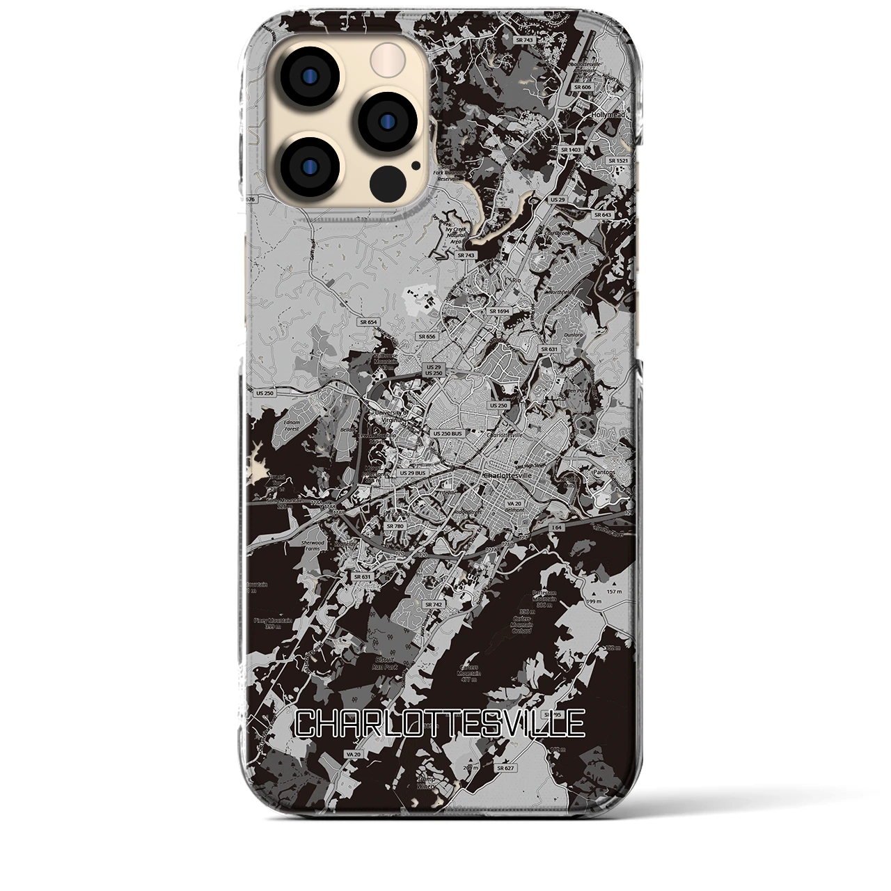 【シャーロッツビル（アメリカ）】地図柄iPhoneケース（クリアタイプ）