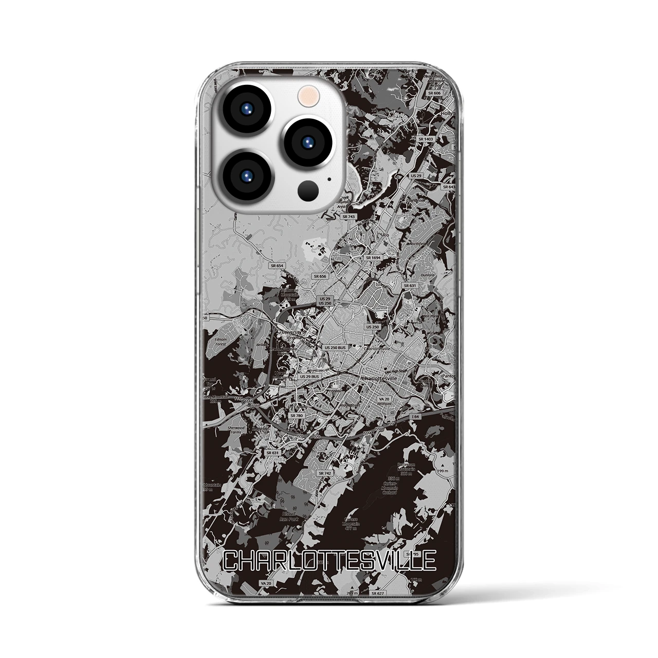 【シャーロッツビル（アメリカ）】地図柄iPhoneケース（クリアタイプ）