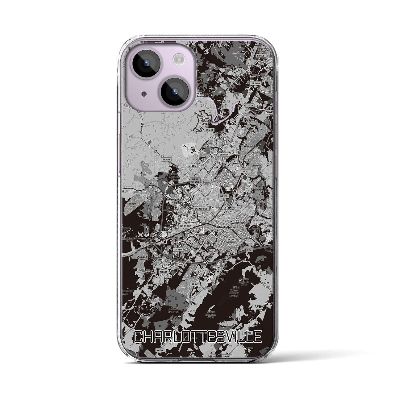 【シャーロッツビル（アメリカ）】地図柄iPhoneケース（クリアタイプ）