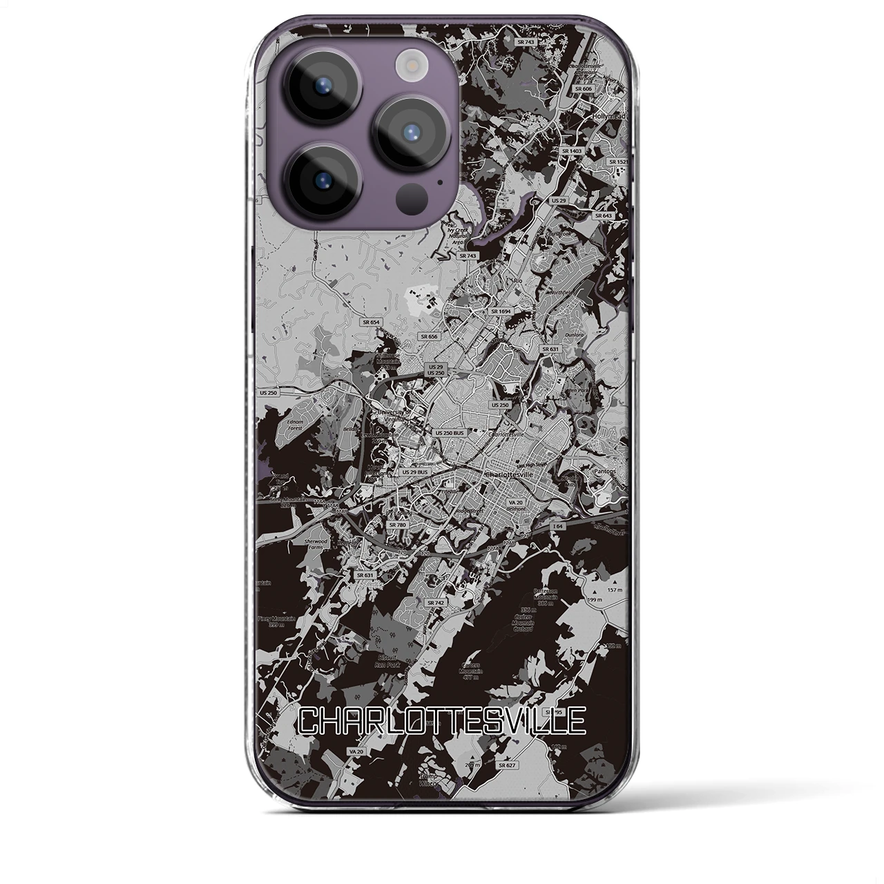 【シャーロッツビル（アメリカ）】地図柄iPhoneケース（クリアタイプ）