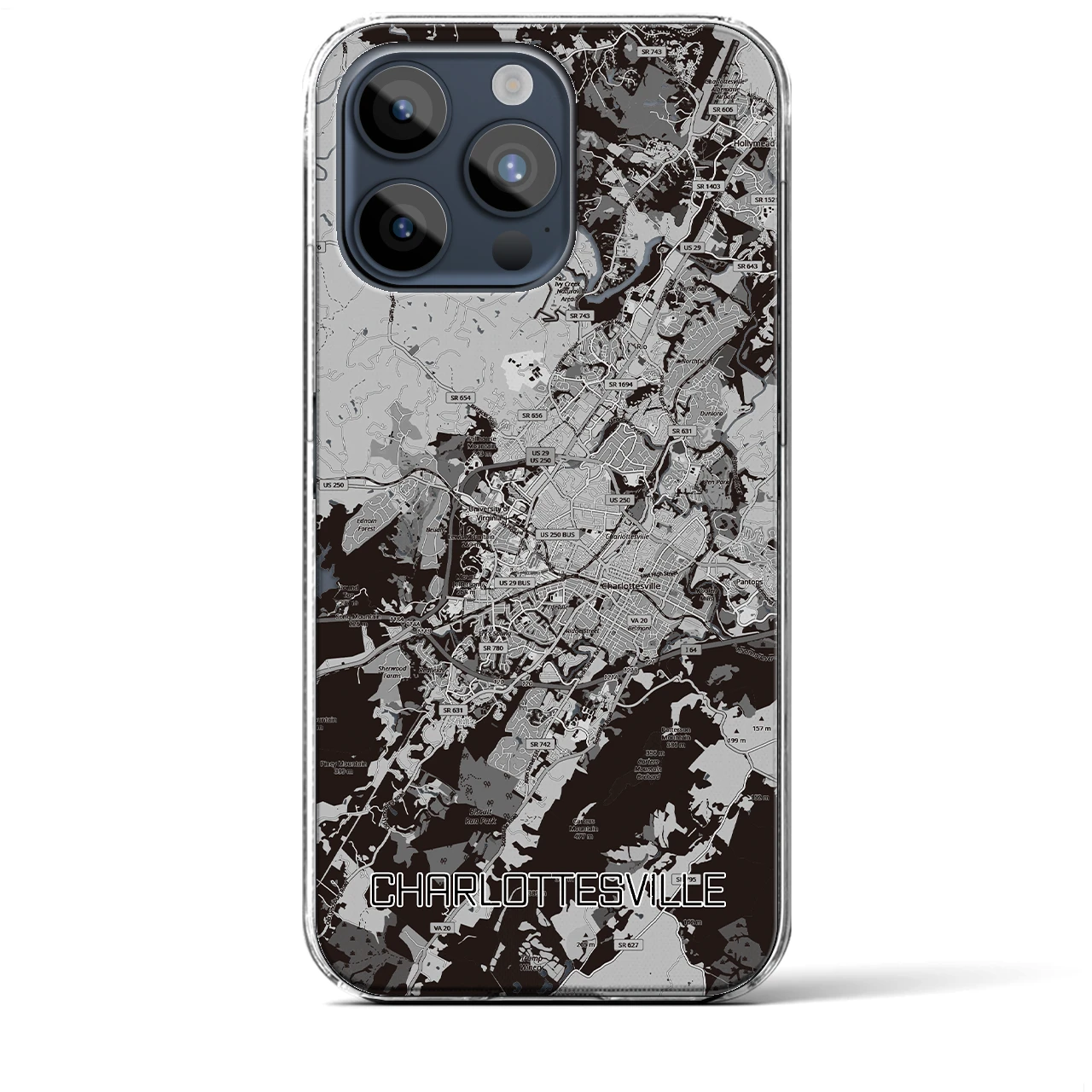 【シャーロッツビル（アメリカ）】地図柄iPhoneケース（クリアタイプ）