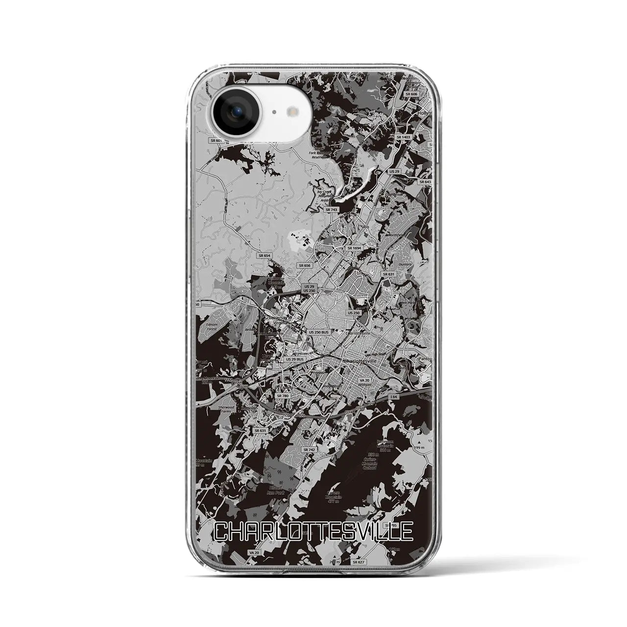 【シャーロッツビル（アメリカ）】地図柄iPhoneケース（クリアタイプ）