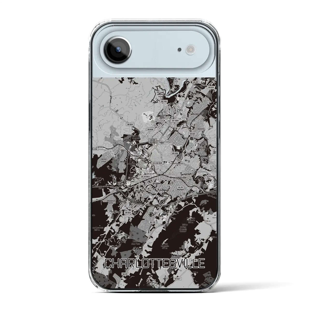 【シャーロッツビル（アメリカ）】地図柄iPhoneケース（クリアタイプ）