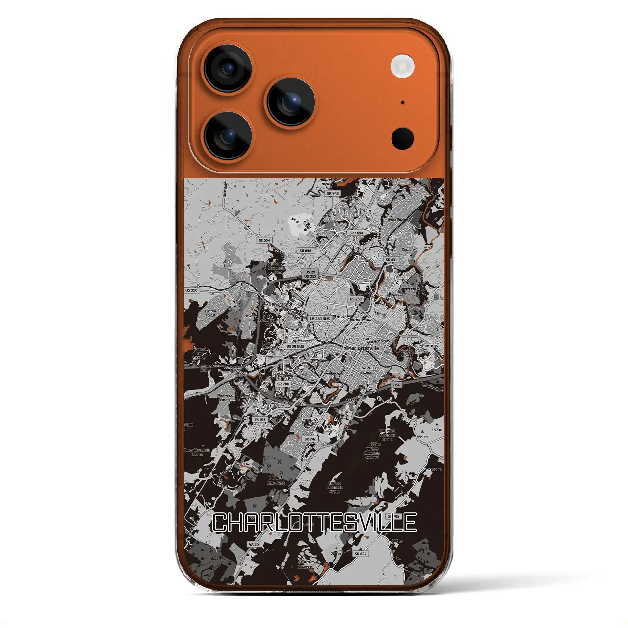 【シャーロッツビル（アメリカ）】地図柄iPhoneケース（クリアタイプ）