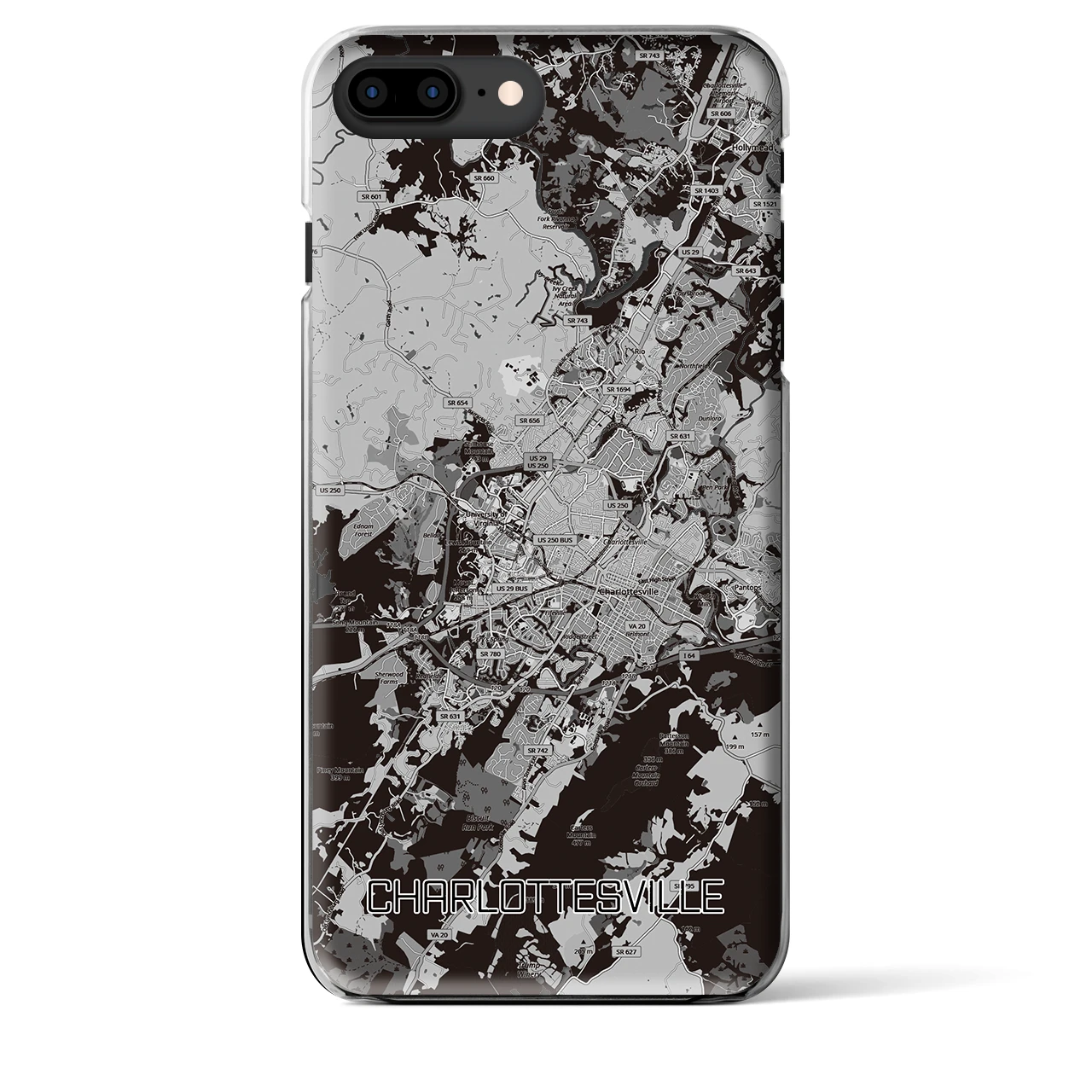 【シャーロッツビル（アメリカ）】地図柄iPhoneケース（クリアタイプ）