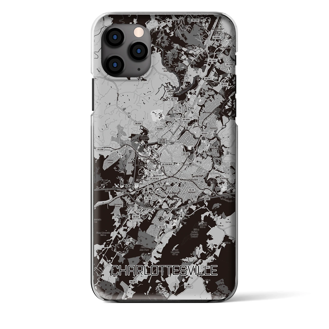 【シャーロッツビル（アメリカ）】地図柄iPhoneケース（クリアタイプ）