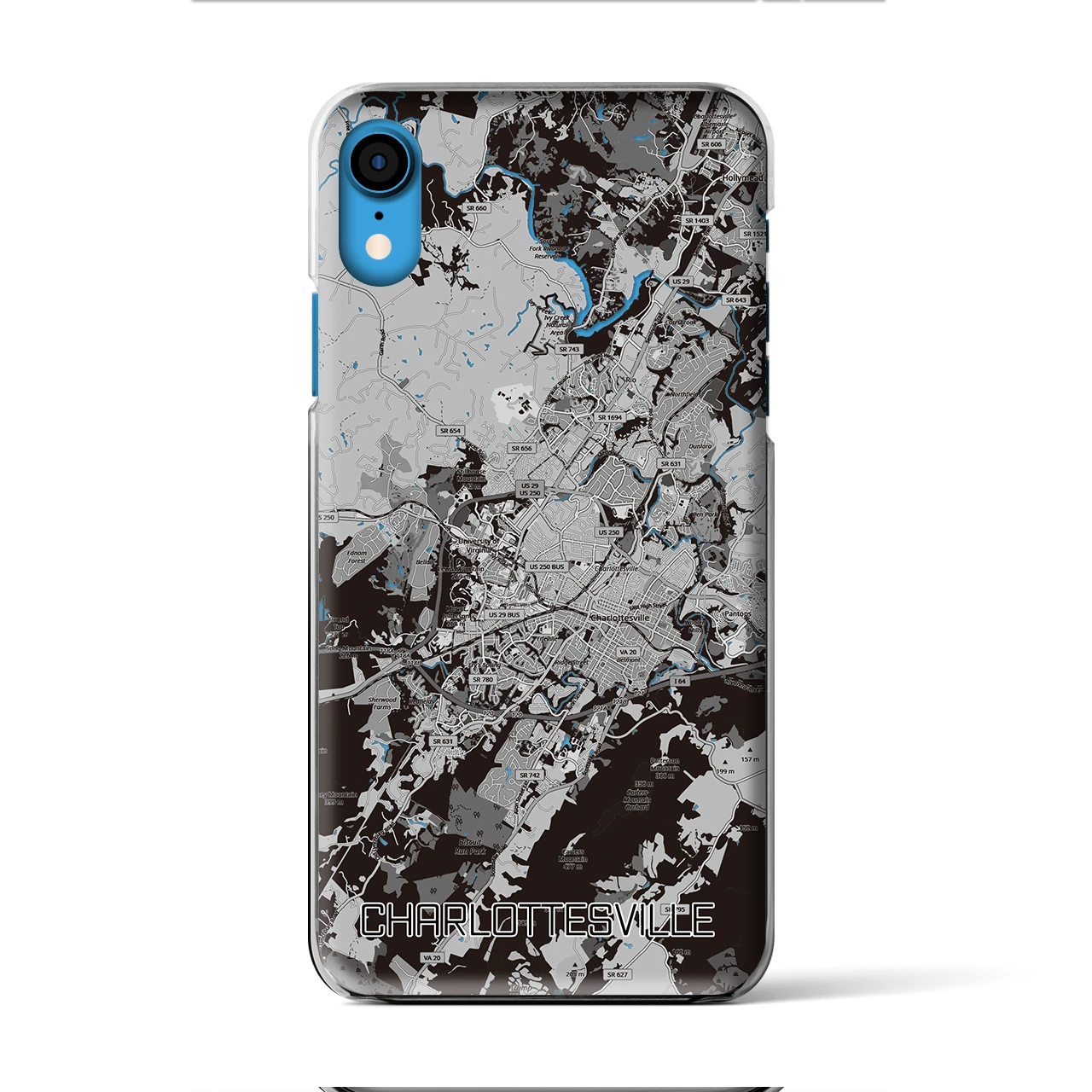 【シャーロッツビル（アメリカ）】地図柄iPhoneケース（クリアタイプ）