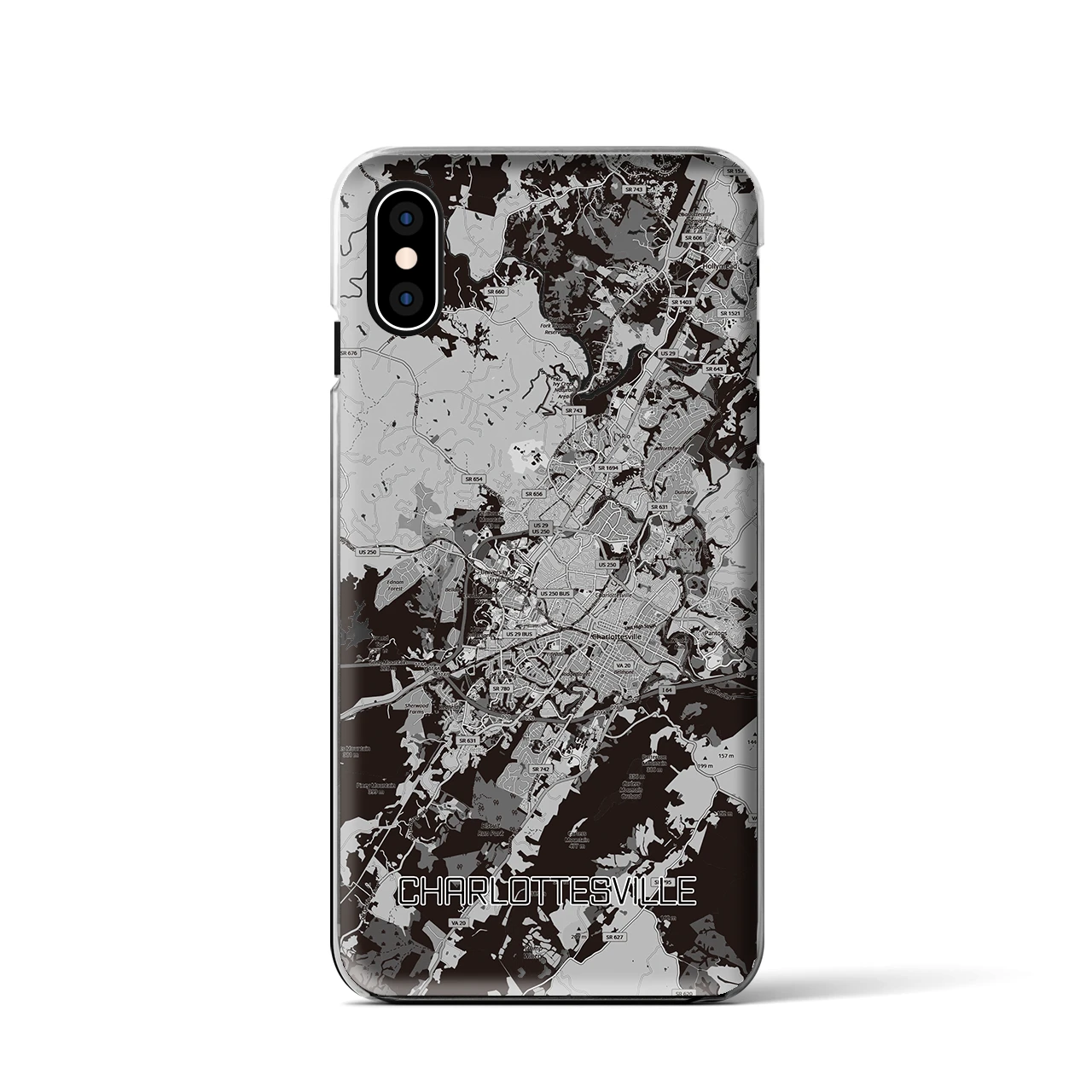 【シャーロッツビル（アメリカ）】地図柄iPhoneケース（クリアタイプ）