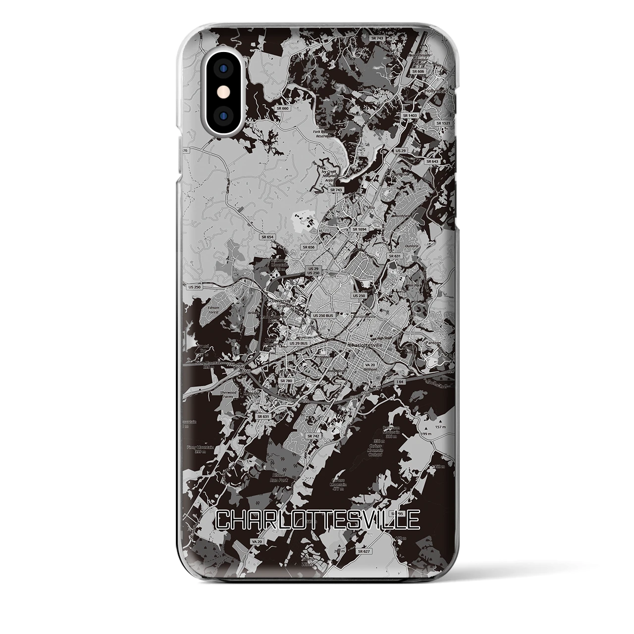 【シャーロッツビル（アメリカ）】地図柄iPhoneケース（クリアタイプ）