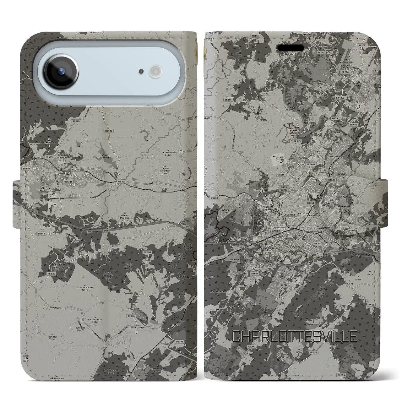 【シャーロッツビル（アメリカ）】地図柄iPhoneケース（手帳タイプ）
