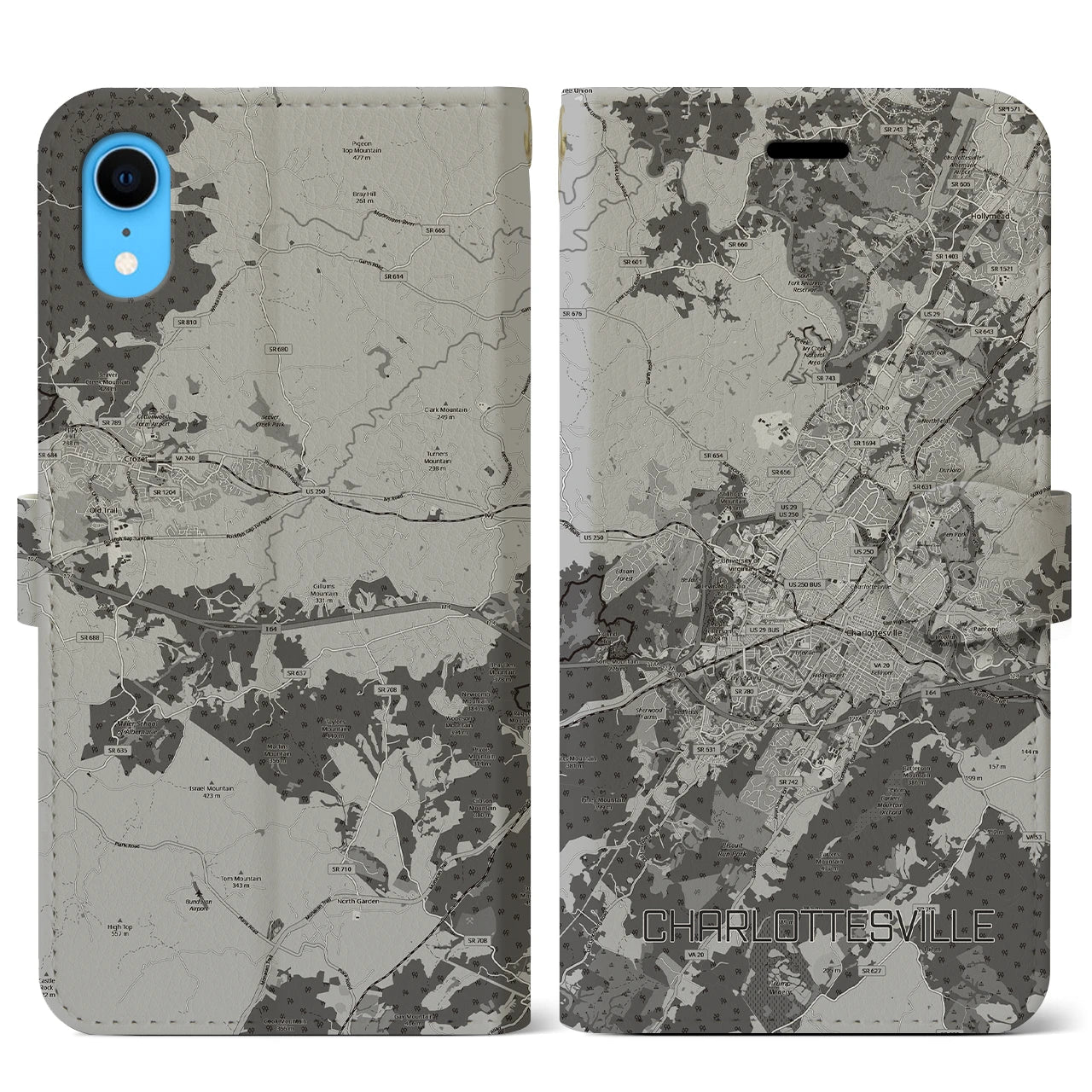 【シャーロッツビル（アメリカ）】地図柄iPhoneケース（手帳タイプ）
