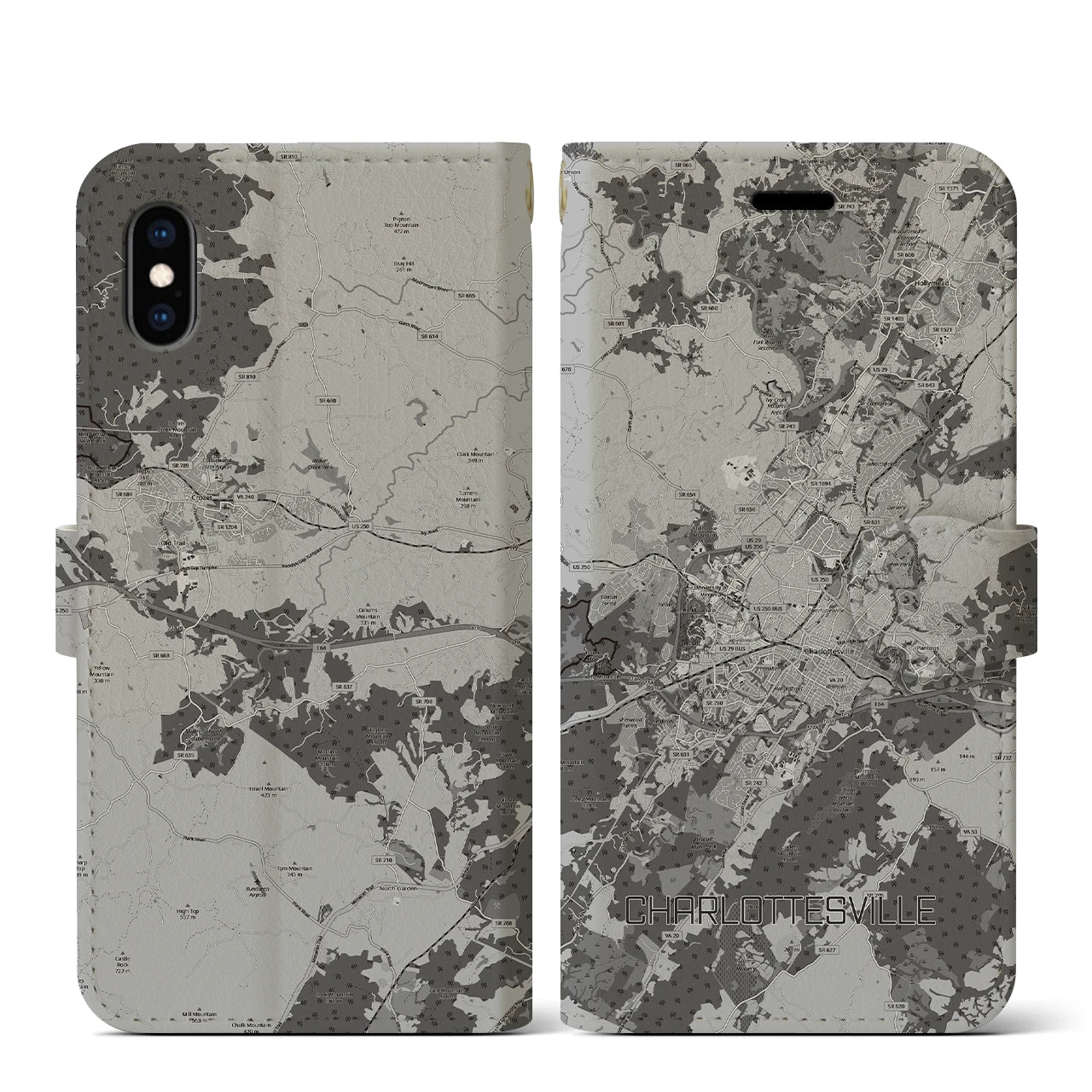 【シャーロッツビル（アメリカ）】地図柄iPhoneケース（手帳タイプ）