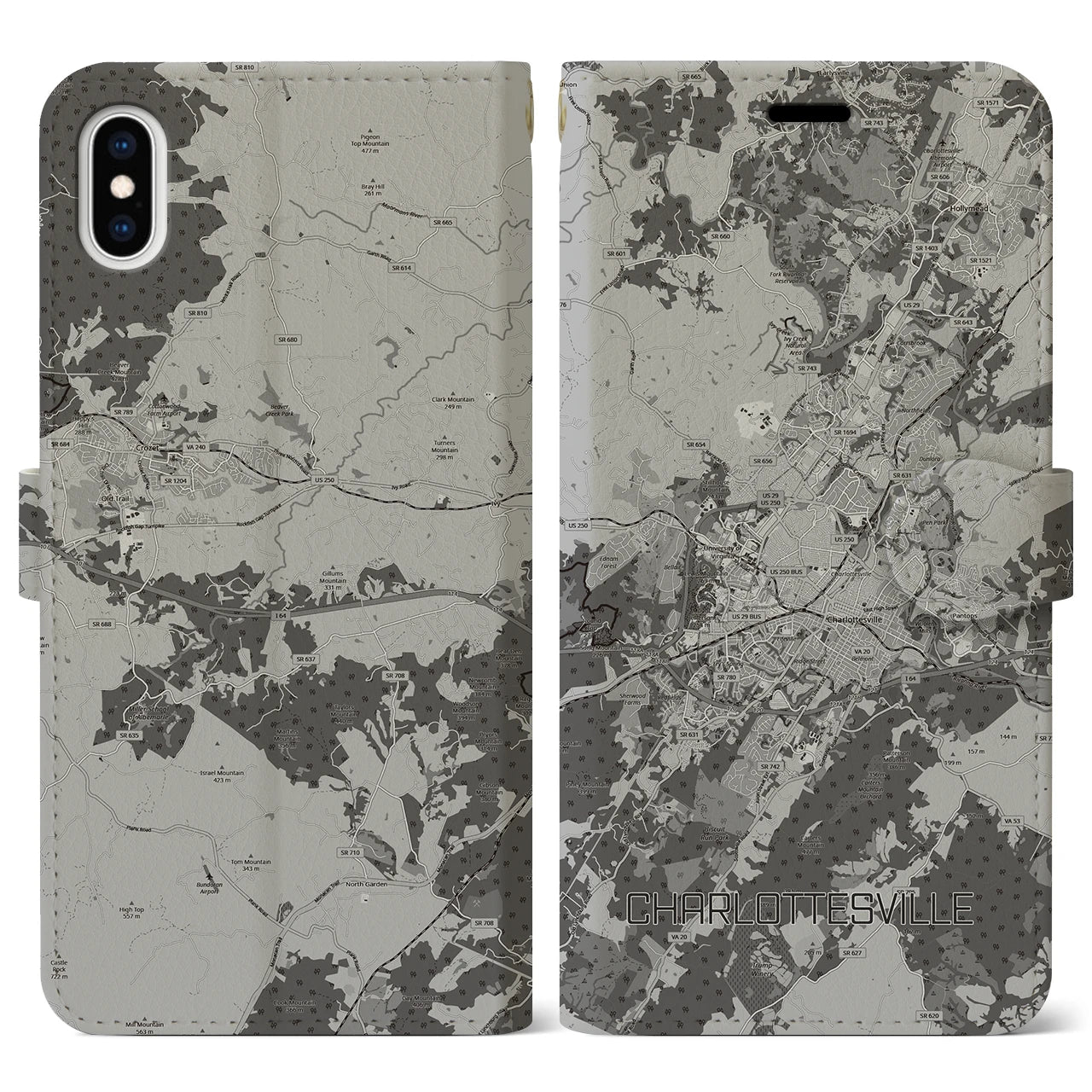 【シャーロッツビル（アメリカ）】地図柄iPhoneケース（手帳タイプ）