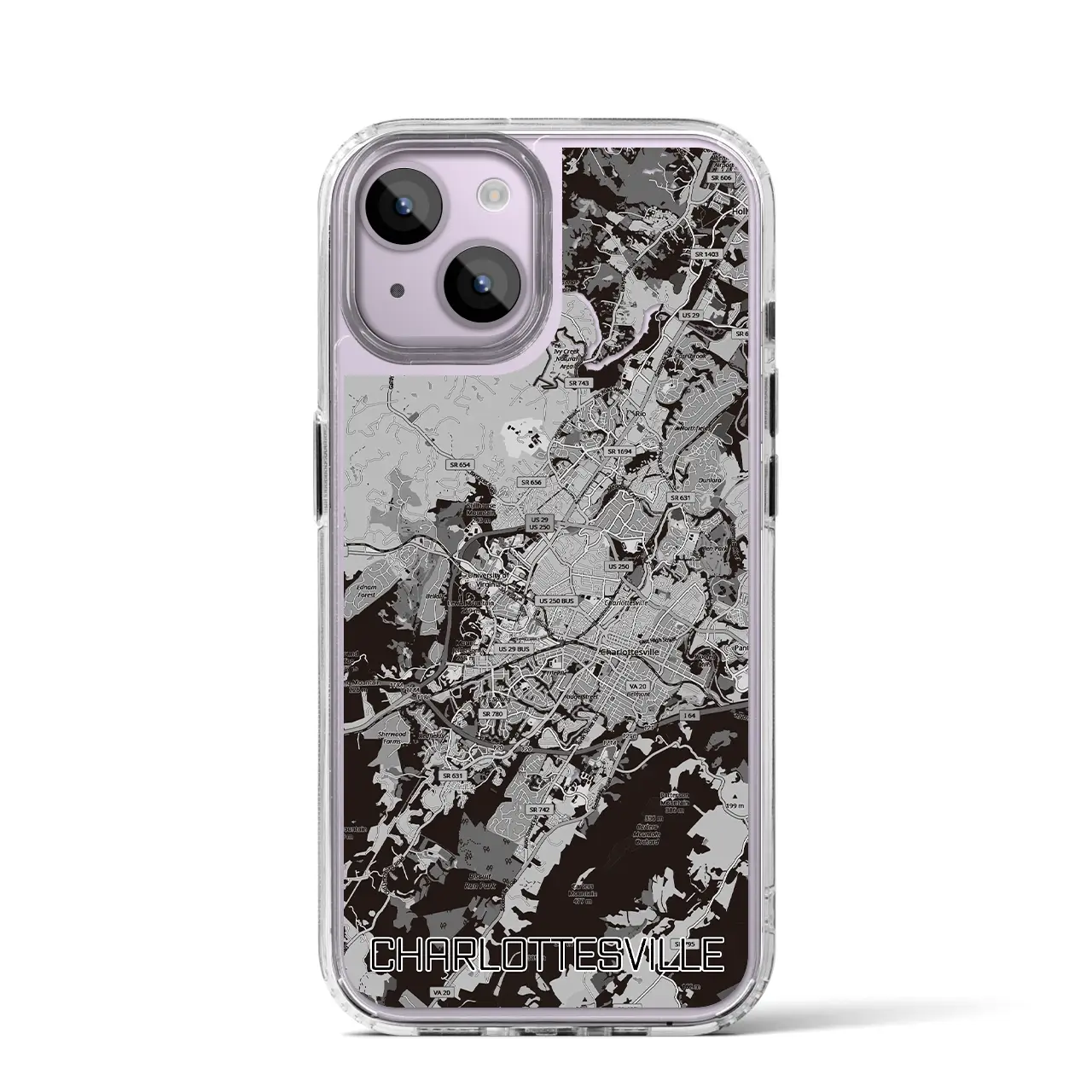 【シャーロッツビル（アメリカ）】地図柄iPhoneケース（MagSafeタイプ）