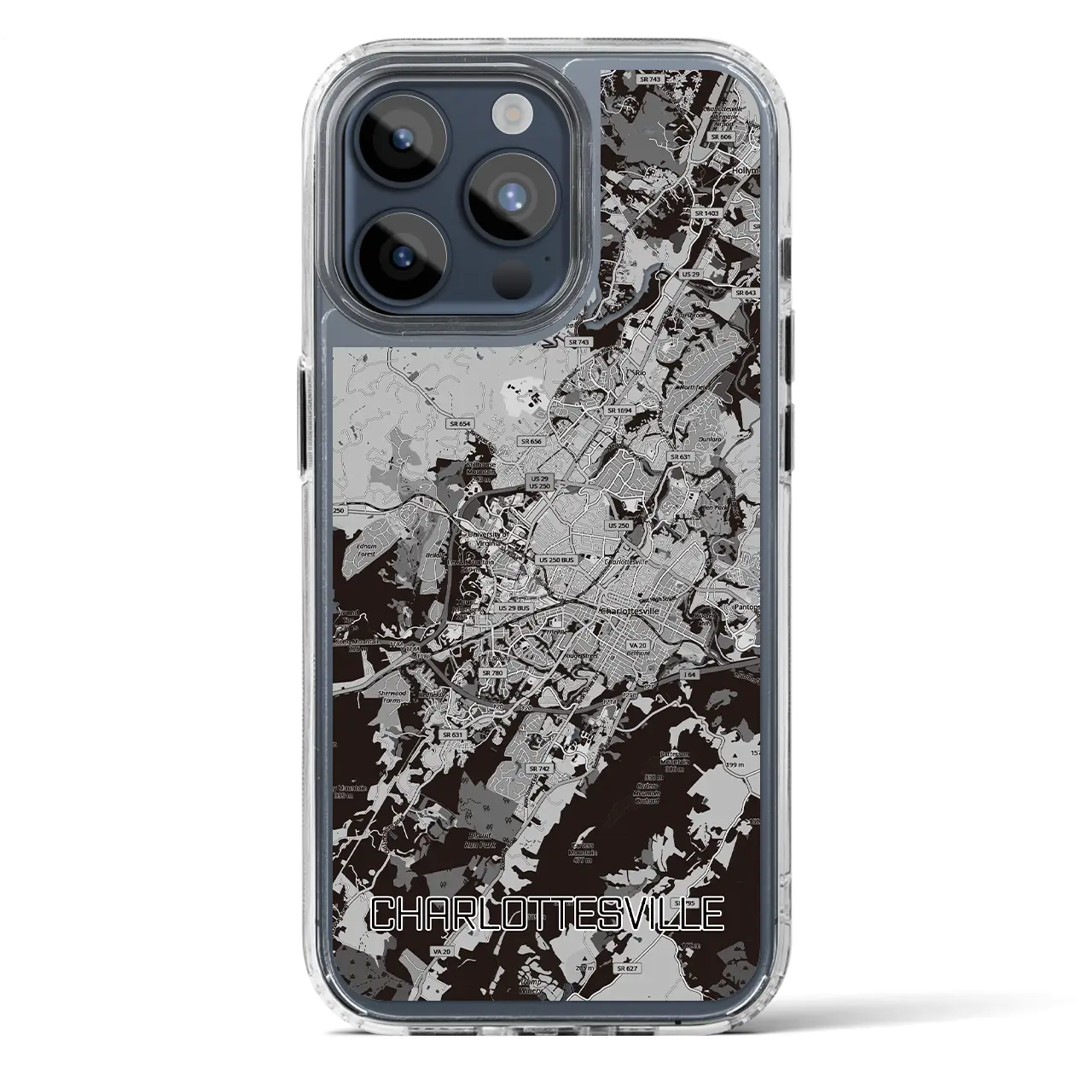 【シャーロッツビル（アメリカ）】地図柄iPhoneケース（MagSafeタイプ）