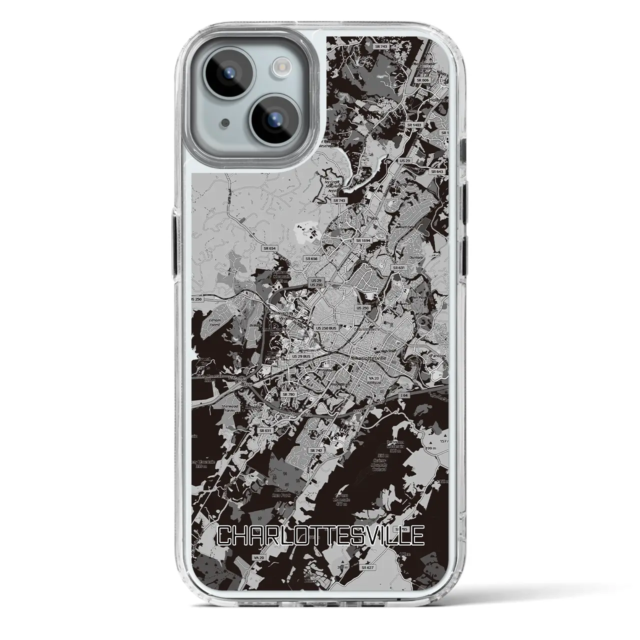 【シャーロッツビル（アメリカ）】地図柄iPhoneケース（MagSafeタイプ）