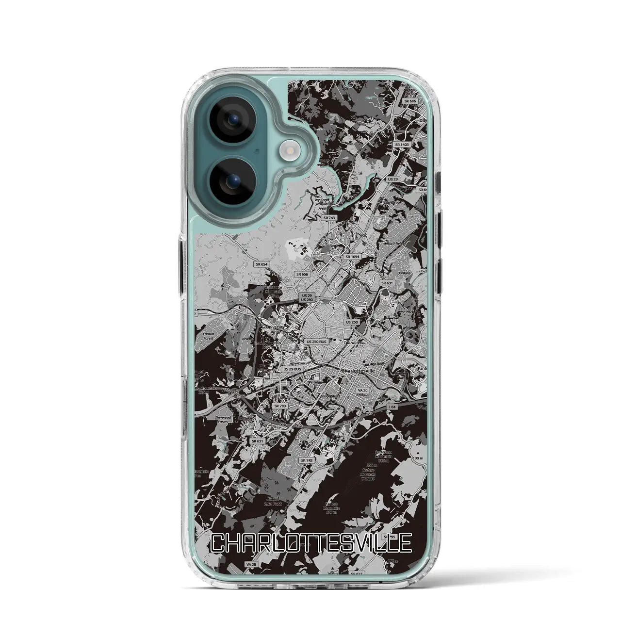 【シャーロッツビル（アメリカ）】地図柄iPhoneケース（MagSafeタイプ）