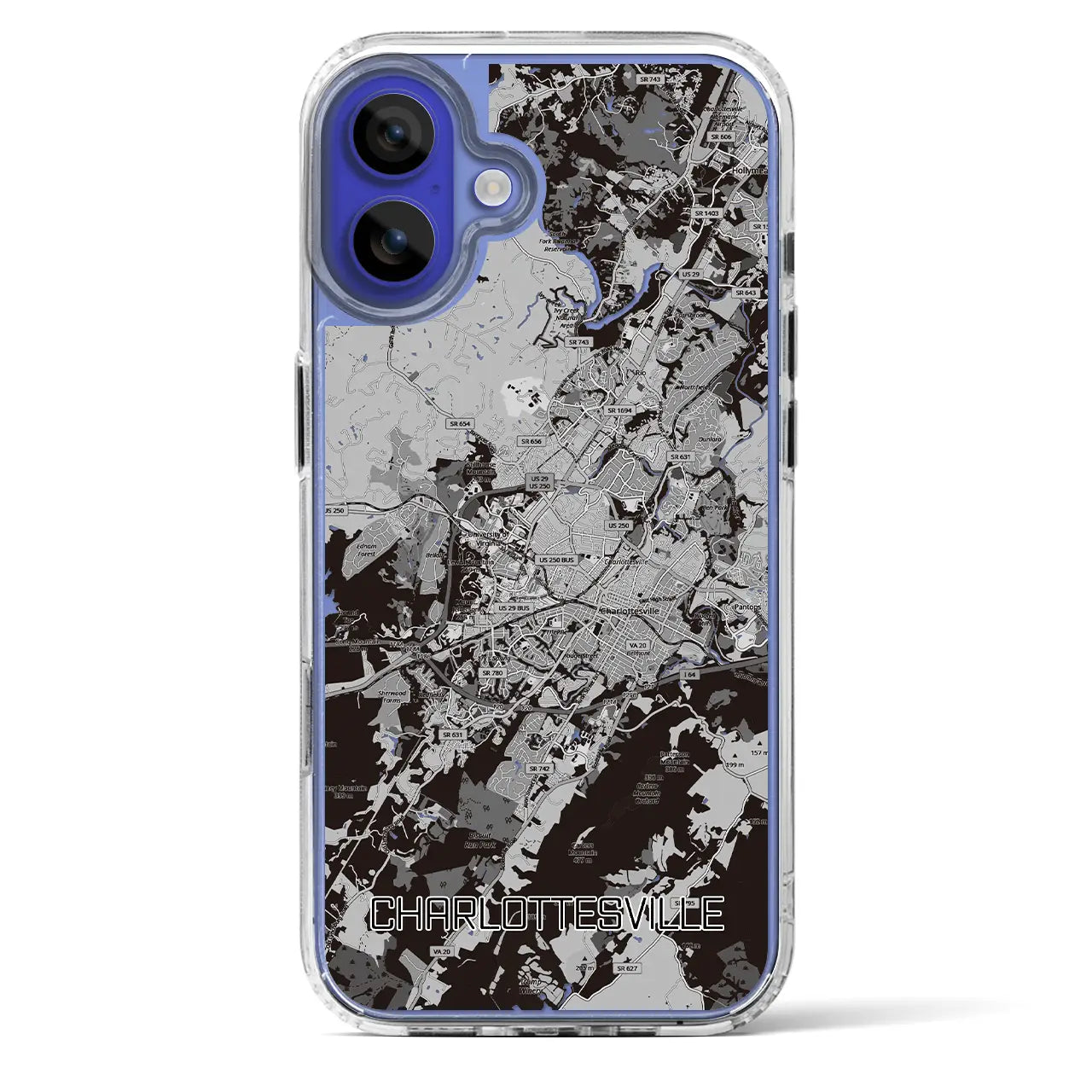 【シャーロッツビル（アメリカ）】地図柄iPhoneケース（MagSafeタイプ）