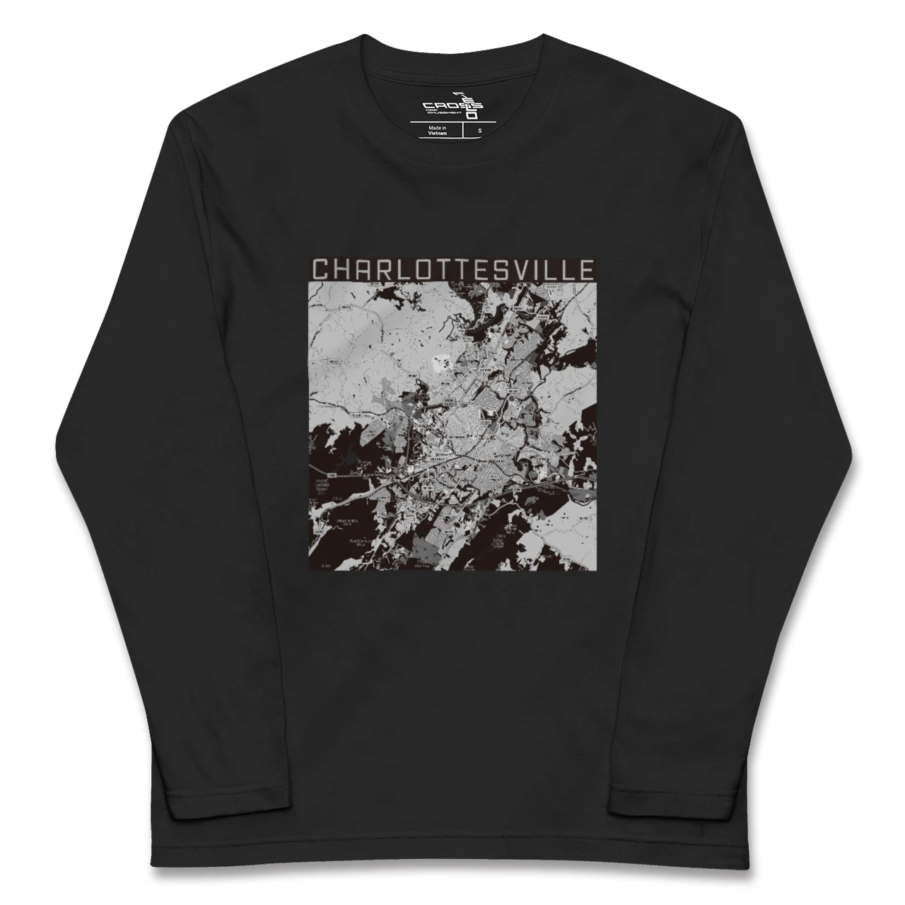 【シャーロッツビル（アメリカ）】地図柄ロングスリーブTシャツ