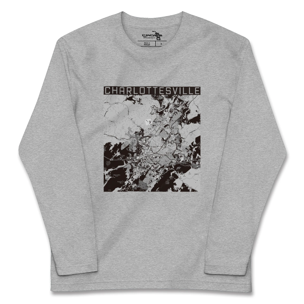 【シャーロッツビル（アメリカ）】地図柄ロングスリーブTシャツ