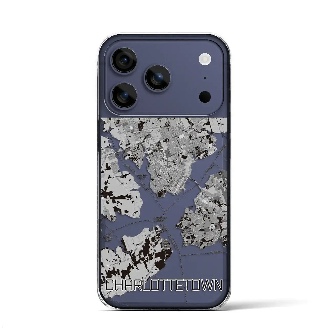 【シャーロットタウン（カナダ）】地図柄iPhoneケース（クリアタイプ）モノトーン・iPhone 17 Pro Max 用