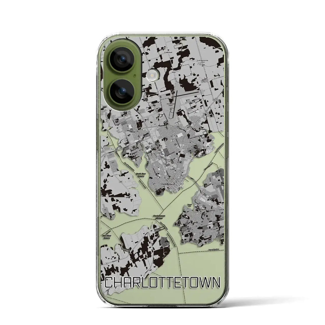 【シャーロットタウン（カナダ）】地図柄iPhoneケース（クリアタイプ）モノトーン・iPhone 17 Pro Max 用