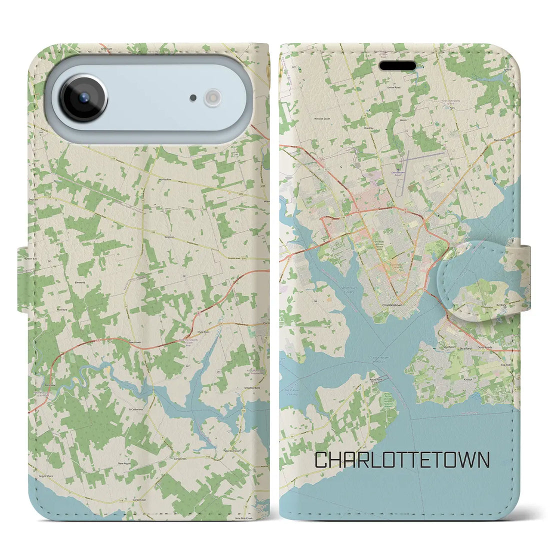 【シャーロットタウン（カナダ）】地図柄iPhoneケース（手帳タイプ）ナチュラル・iPhone 17 Pro Max 用