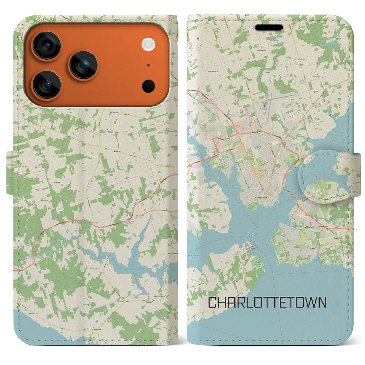 【シャーロットタウン（カナダ）】地図柄iPhoneケース（手帳タイプ）