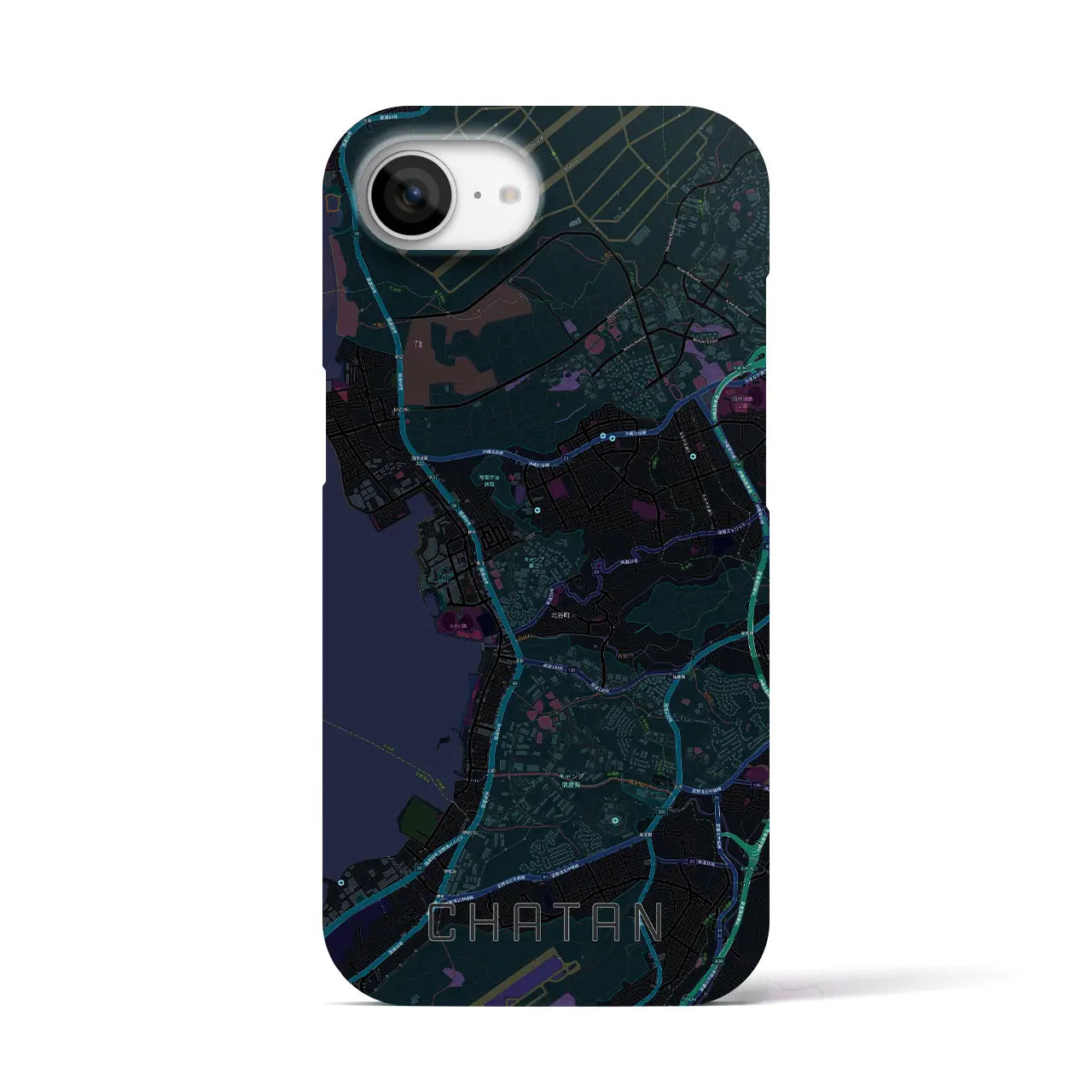 【北谷（沖縄県）】地図柄iPhoneケース（バックカバータイプ）