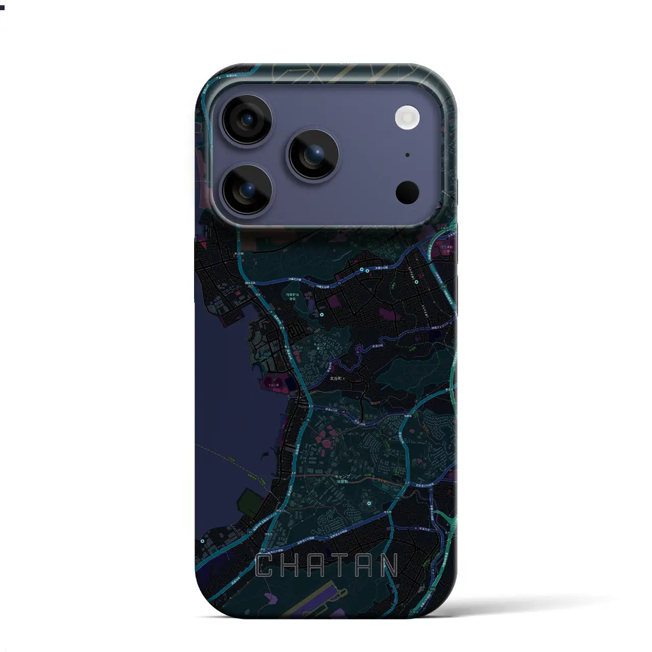 【北谷（沖縄県）】地図柄iPhoneケース（バックカバータイプ）
