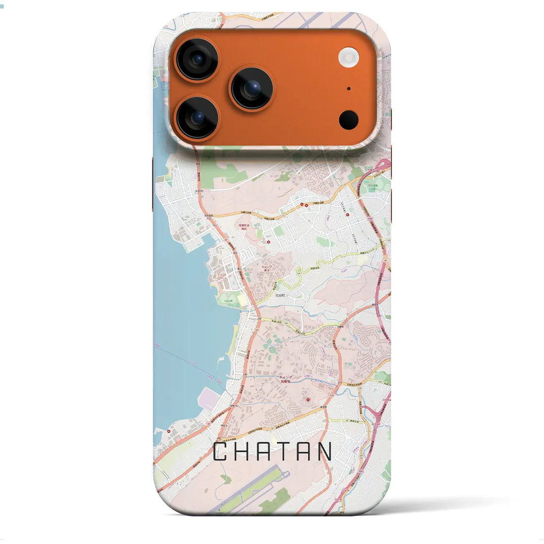 【北谷（沖縄県）】地図柄iPhoneケース（バックカバータイプ）ブラック・iPhone 17 Pro Max 用