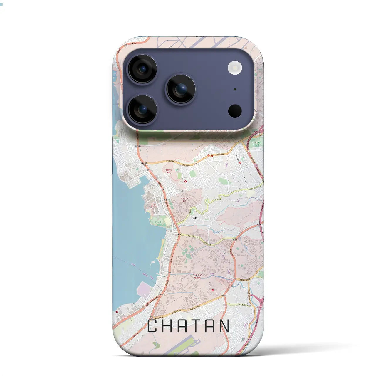【北谷（沖縄県）】地図柄iPhoneケース（バックカバータイプ）