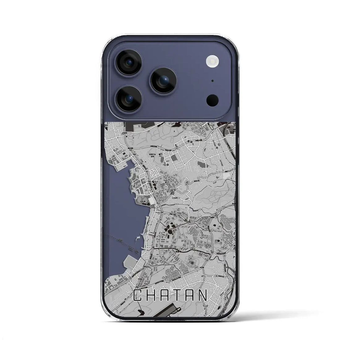 【北谷（沖縄県）】地図柄iPhoneケース（クリアタイプ）モノトーン・iPhone 17 Pro Max 用