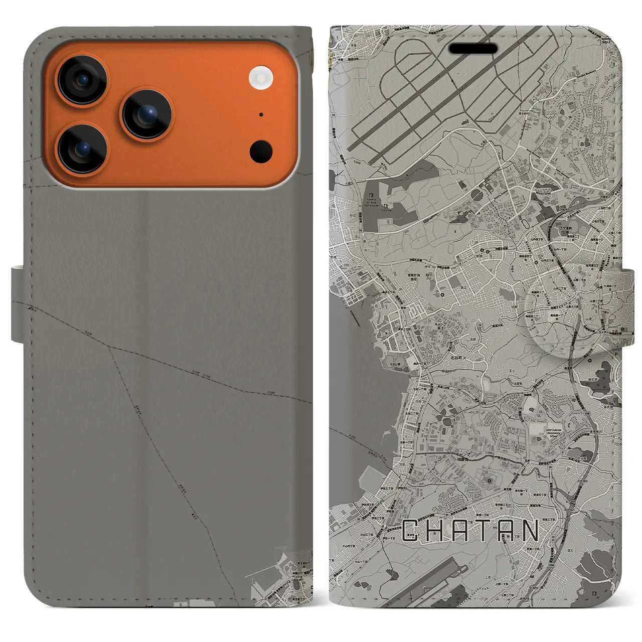 【北谷（沖縄県）】地図柄iPhoneケース（手帳タイプ）