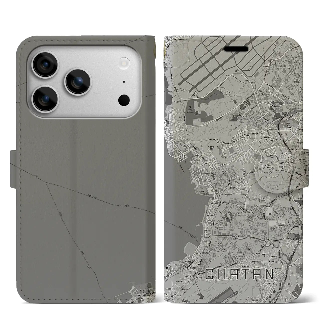 【北谷（沖縄県）】地図柄iPhoneケース（手帳タイプ）