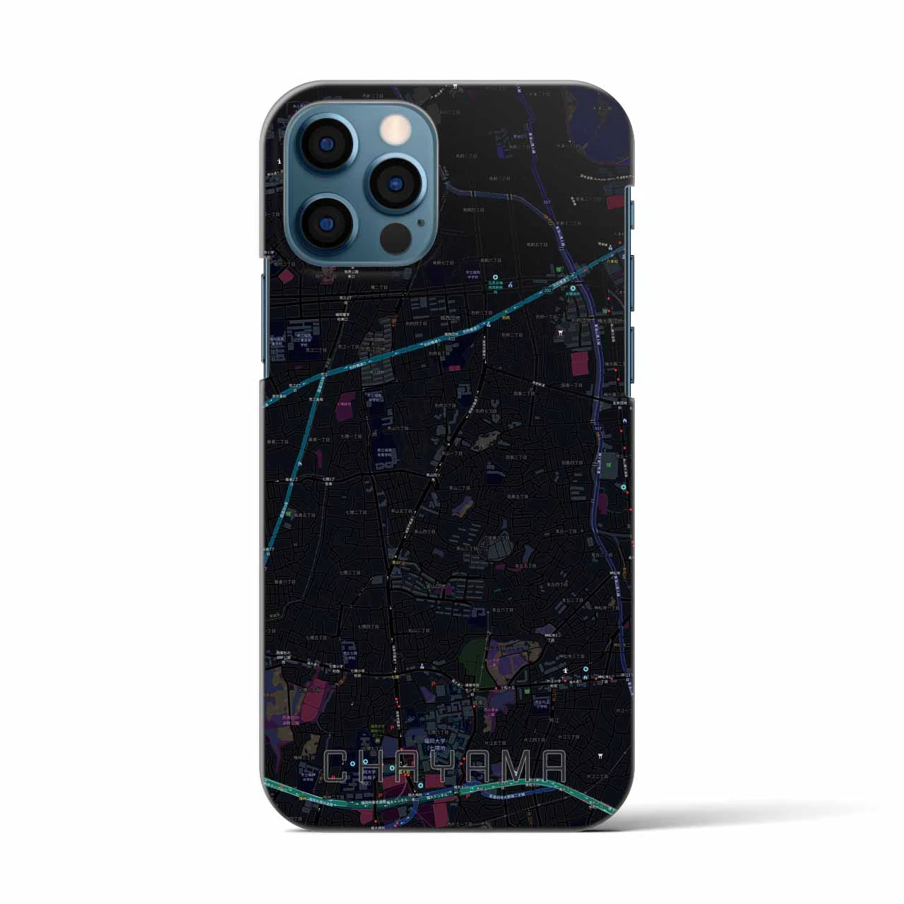 【茶山（福岡県）】地図柄iPhoneケース（バックカバータイプ）