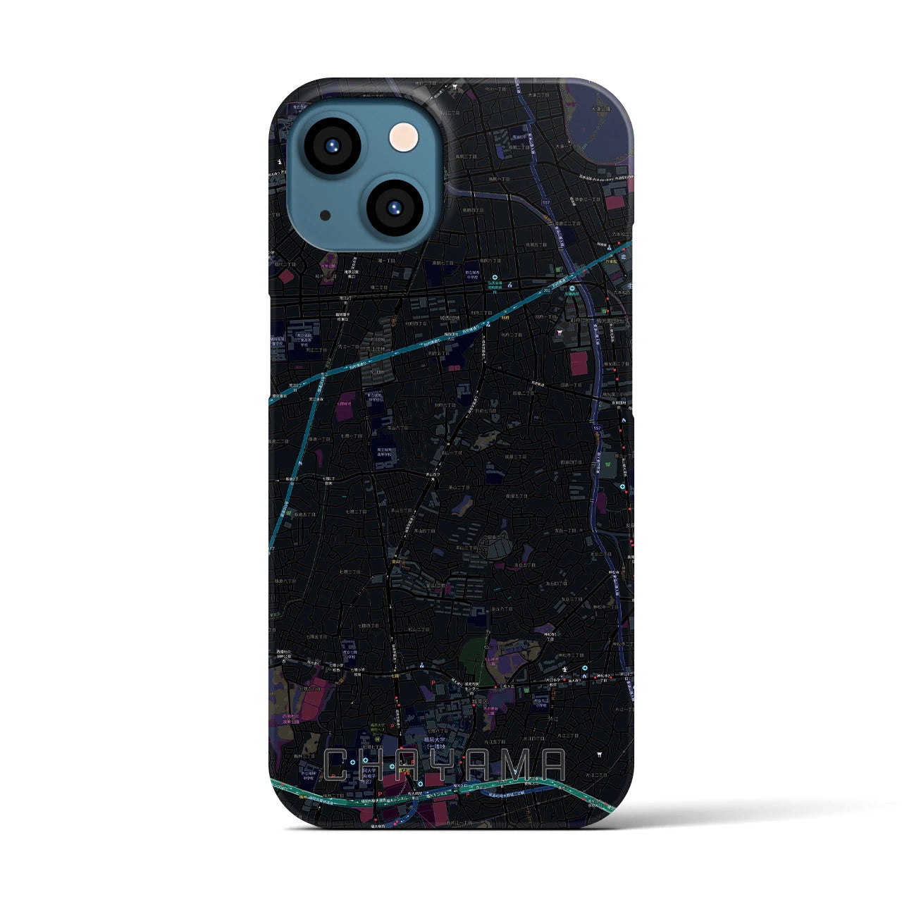 【茶山（福岡県）】地図柄iPhoneケース（バックカバータイプ）