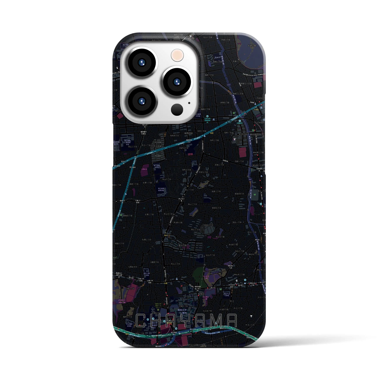 【茶山（福岡県）】地図柄iPhoneケース（バックカバータイプ）
