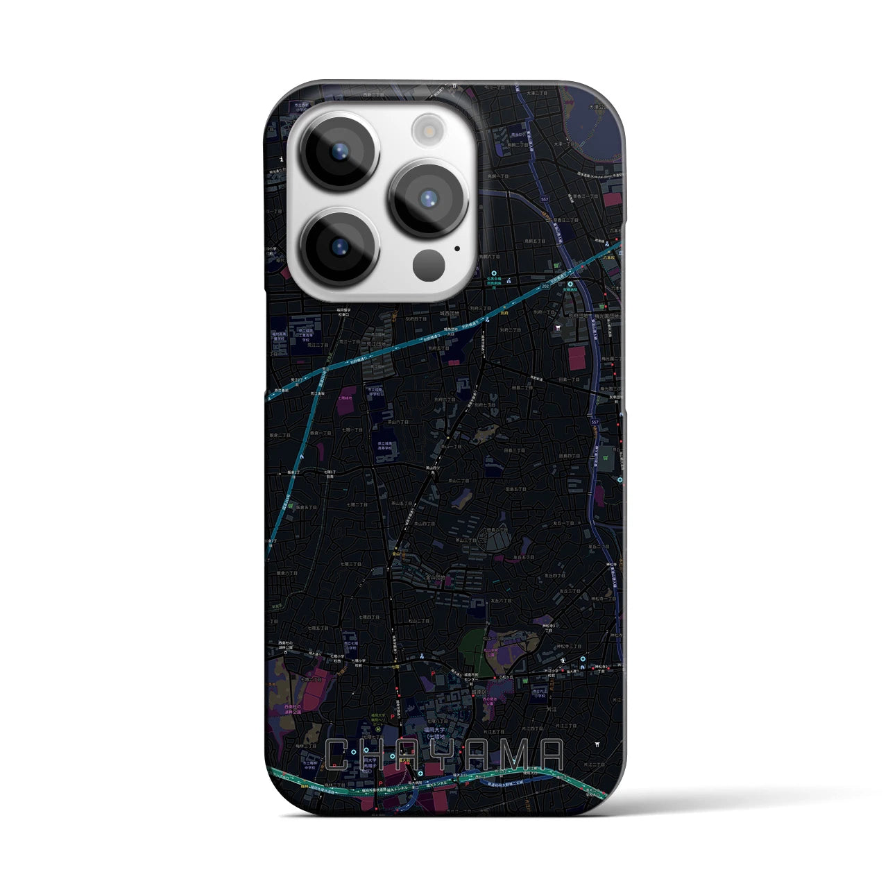 【茶山（福岡県）】地図柄iPhoneケース（バックカバータイプ）