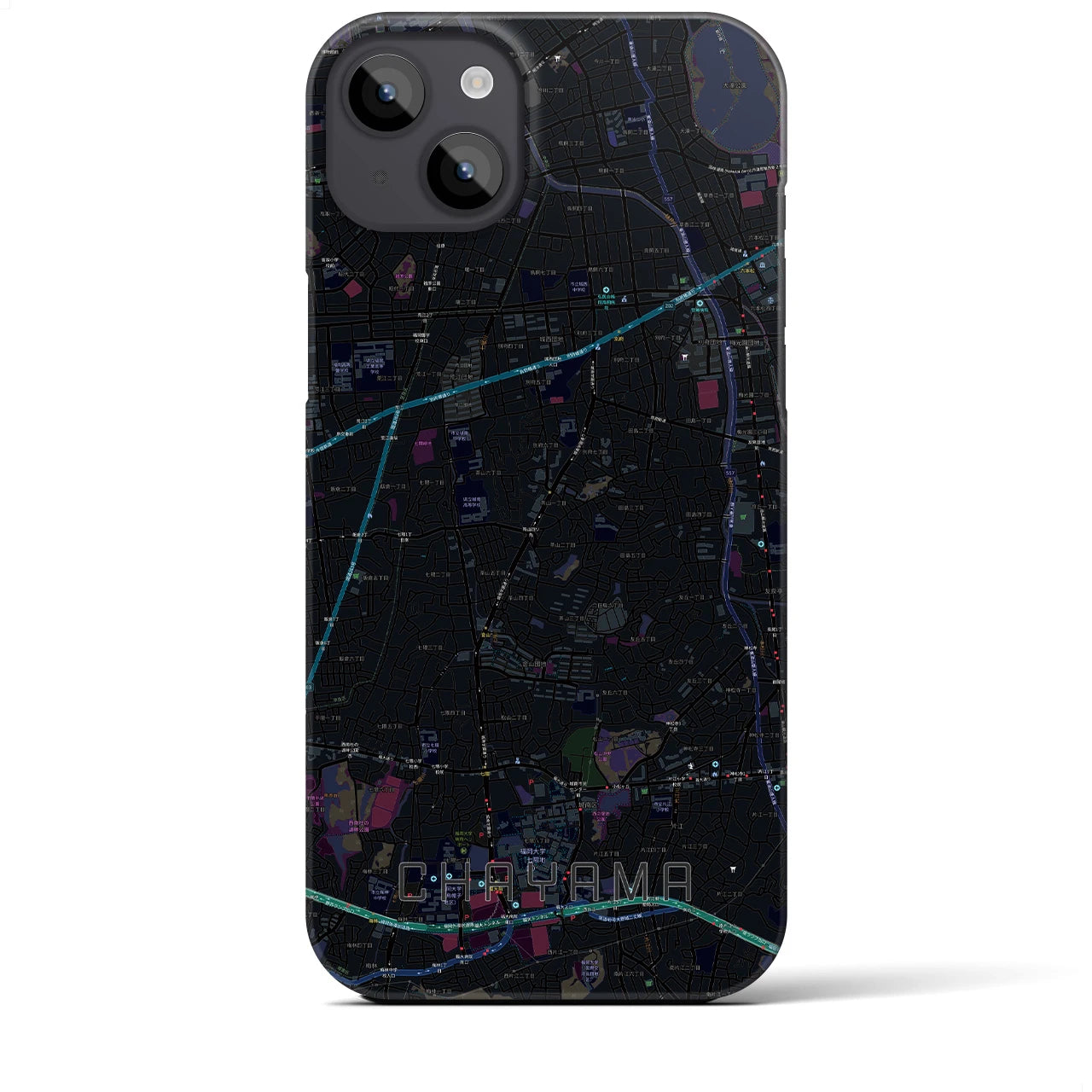 【茶山（福岡県）】地図柄iPhoneケース（バックカバータイプ）