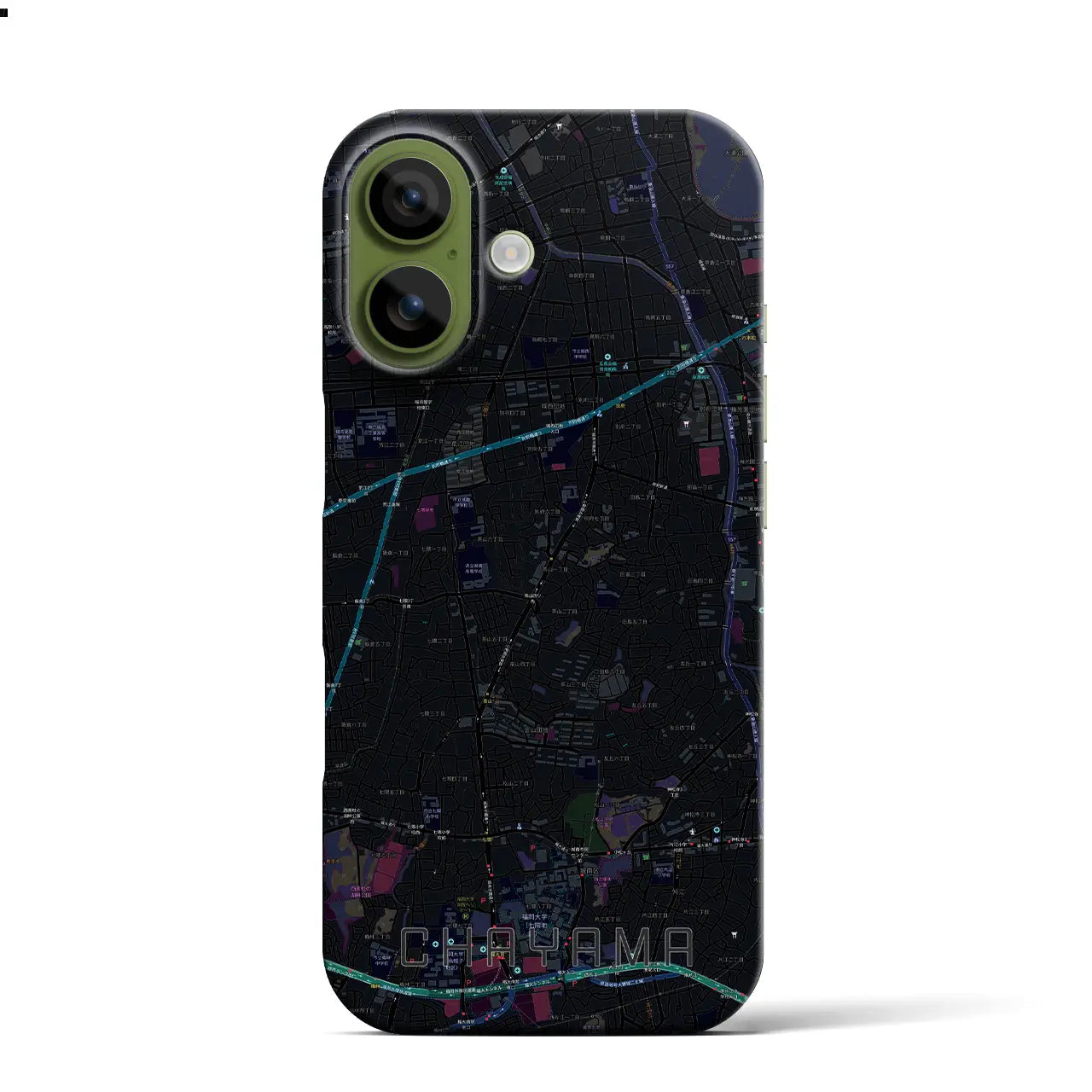 【茶山（福岡県）】地図柄iPhoneケース（バックカバータイプ）