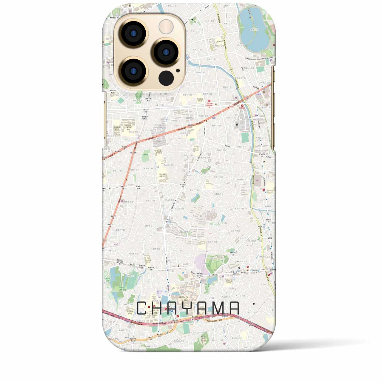 【茶山（福岡県）】地図柄iPhoneケース（バックカバータイプ）